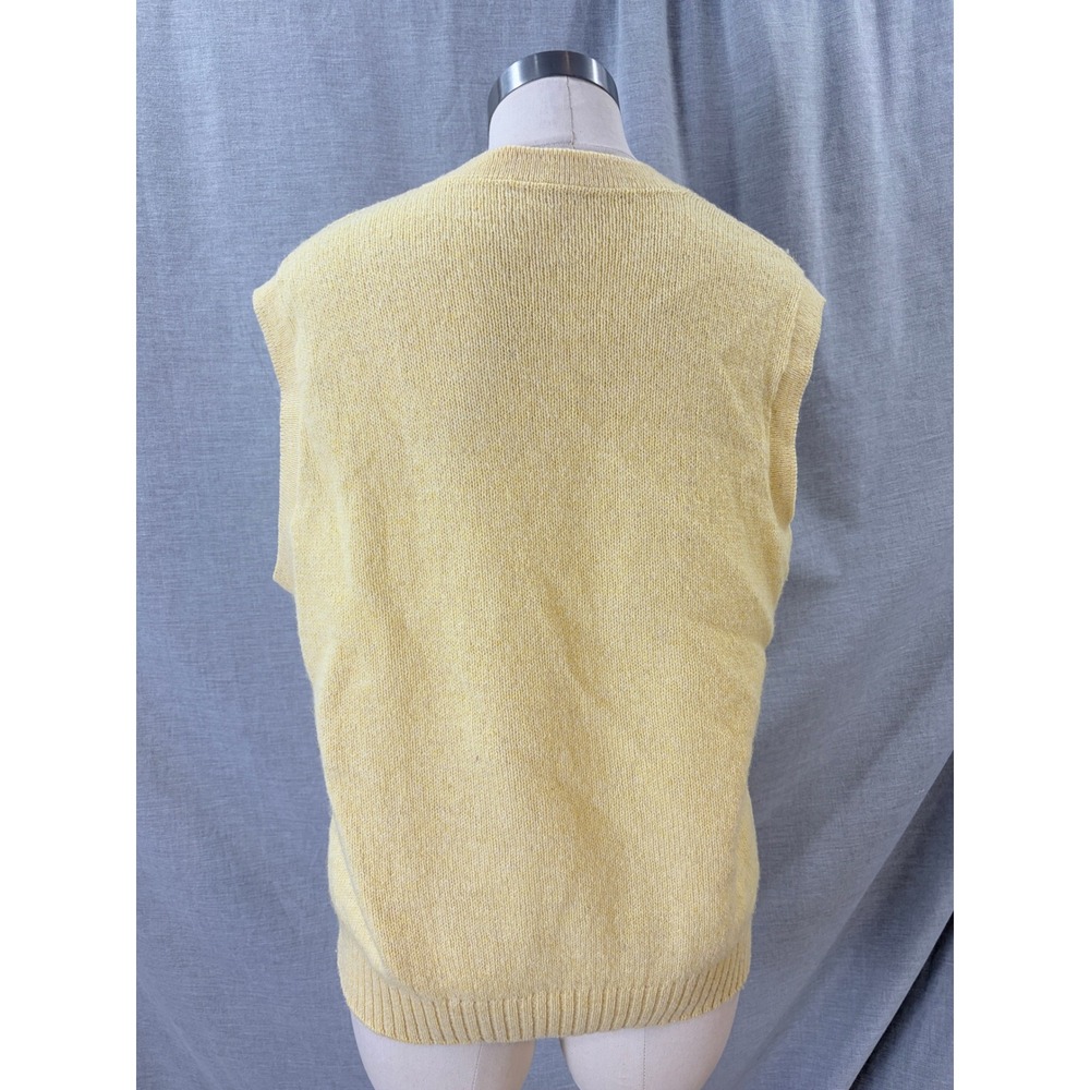 Vintage Style Yellow Cable Knit V-Neck Sweater Vest Sleeveless Pastel Top L - Picture 4 of 7